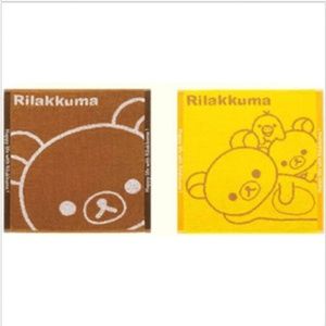 NEW Rilakkuma Korilakkuma Kiiroitori Face Hand Towel New Brown Yellow 12" x 12"